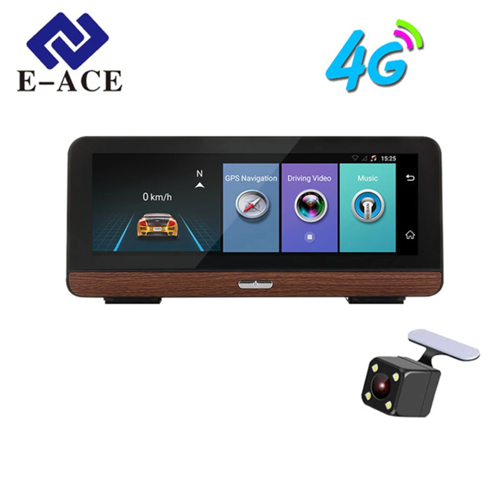 E ACE Car GPS Navigation Tracker 4G Car DVR Rear View Mirror with Dual