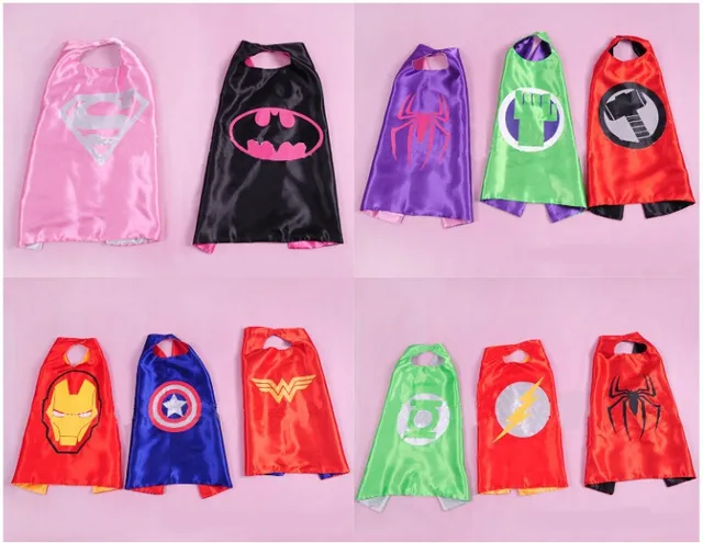 55 70cm kids superhero capes halloween black super hero cape
