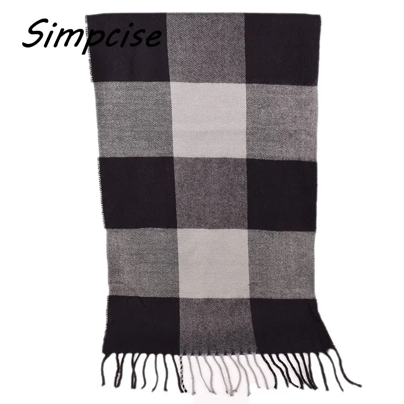 [Simpcise] 2017 New Winter Autumn Long Soft Acrylic Plaid Scarf Wrap Shawl Scarf Style Man Scarves A3A17535 mens snood scarf Scarves