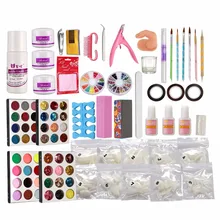 Россия продавец Акриловые жидкие накладные декоративные Ногти Кисти клей порошок буферный блок деко Советы Набор инструментов корабль из Китая 28 набор