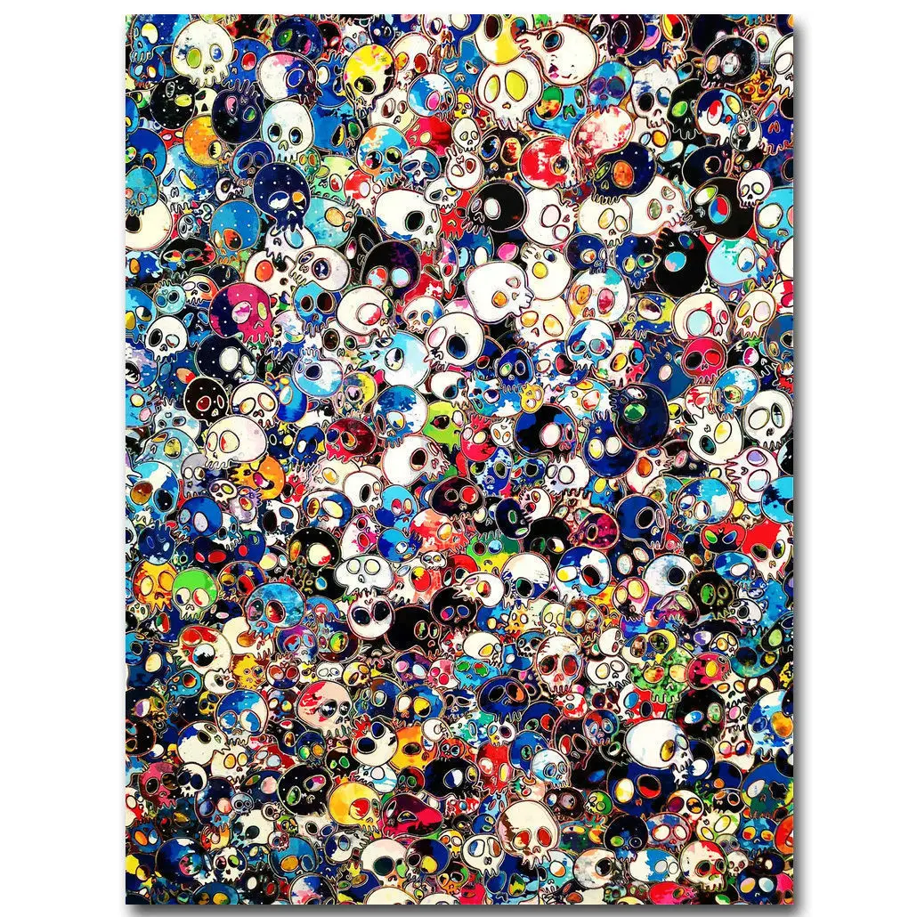

Q0072 Posters and Prints Takashi Murakami Japanese Pop Trippy Skull 20x30 24x36 Art Poster Canvas Painting Home Decor