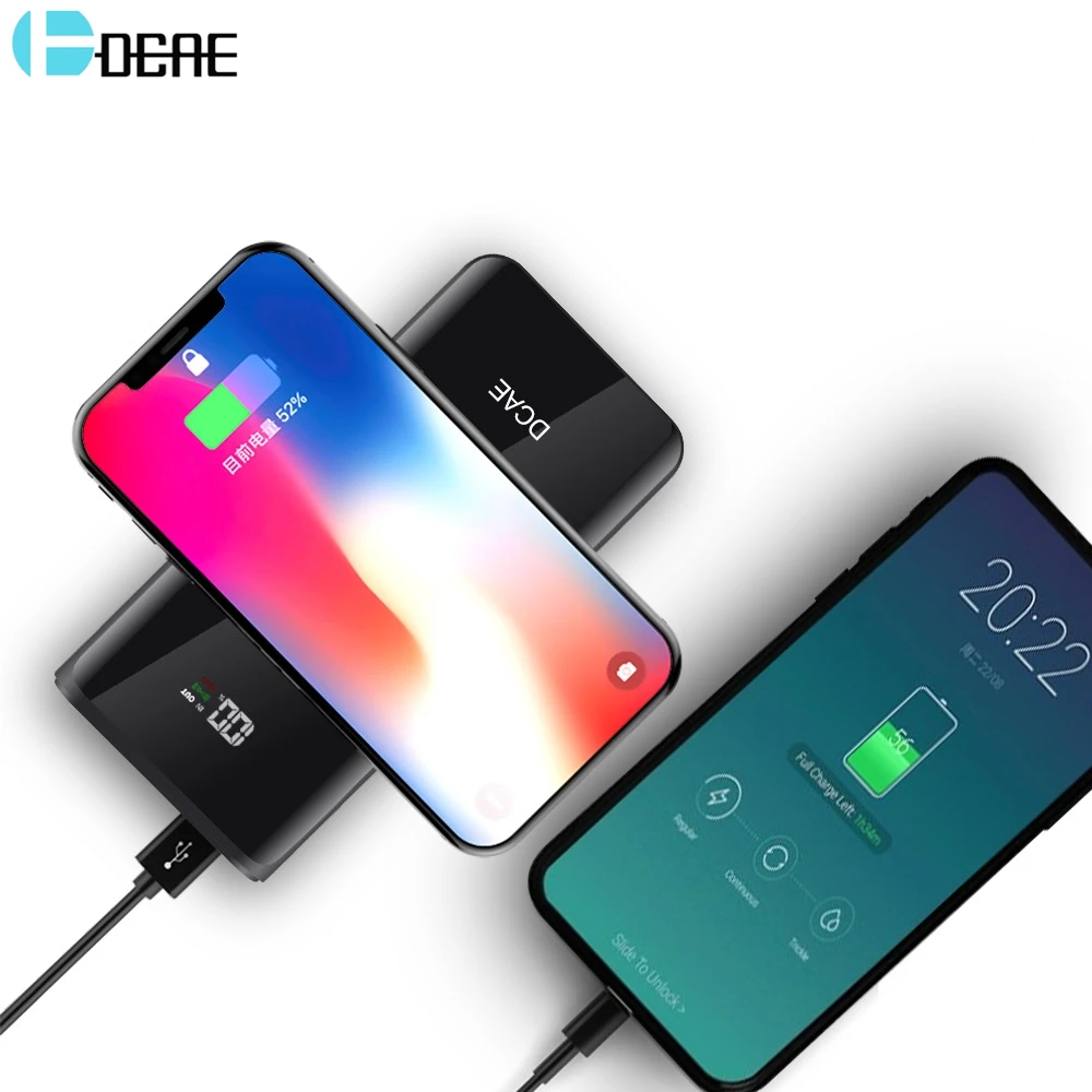 

DCAE 10000mAh QI Wireless Charger Dual USB Power Bank For iPhone XS Max X 8 Samsung S8 S9 Xiaomi Battery Wireless Charging Pad