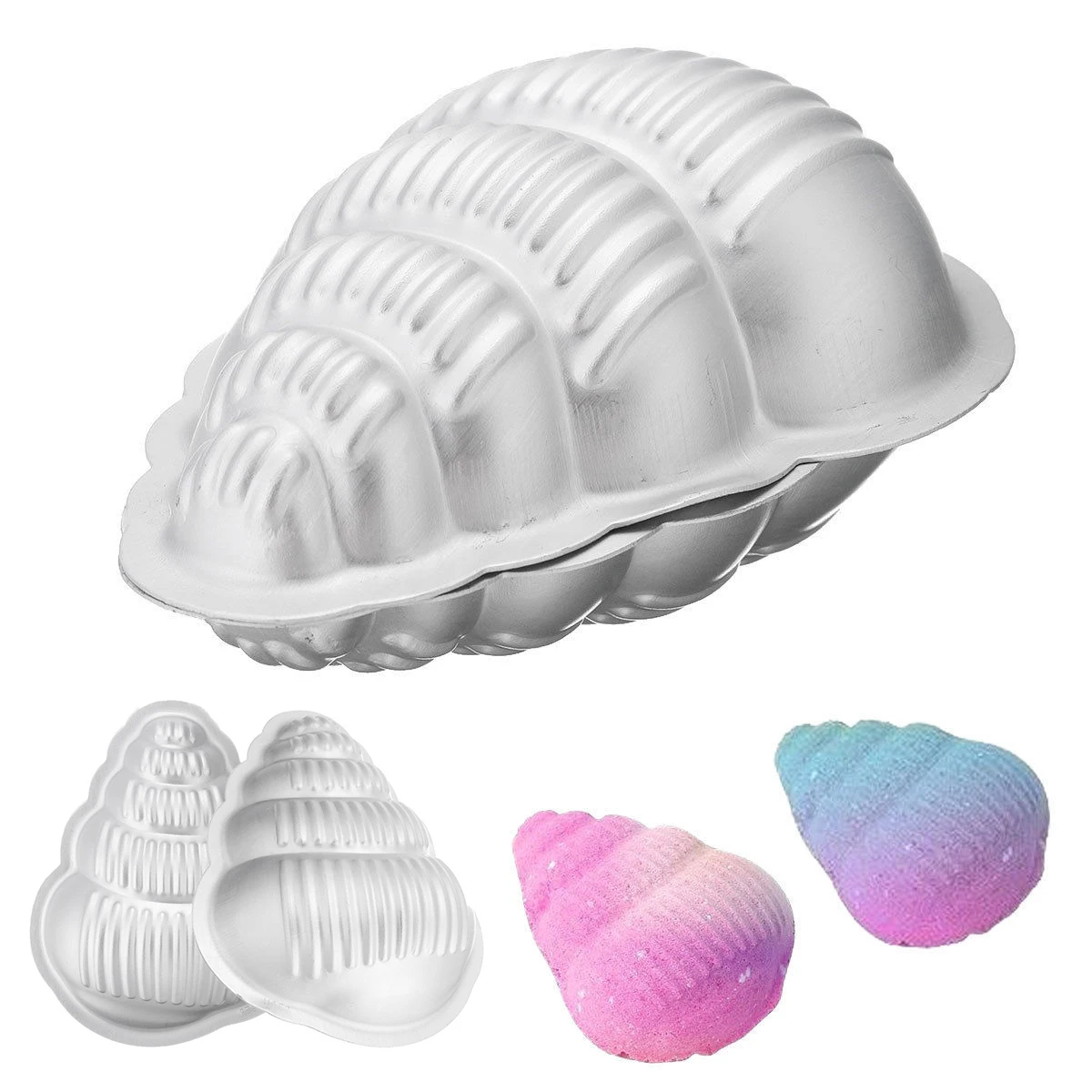 JX-LCLYL 2pcs 95*110mm Conch Shape Aluminum Bath Bomb Mold Mould DIY Homemade Crafting