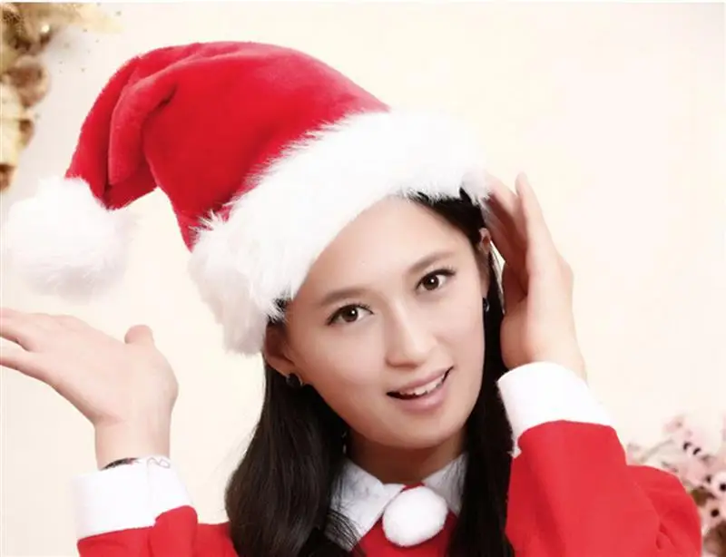

2Pcs Christmas Hats Cute Decorative Santa Hats Caps Dress Up Accessories With Top Pom Pom