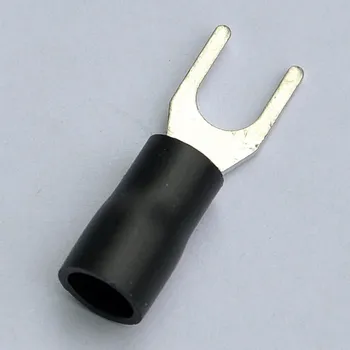 

(1000 pcs/lot ) Crimp Spade Wire Connector, 14~12AWG, #10, 37AMP, Black, Fork Terminal.