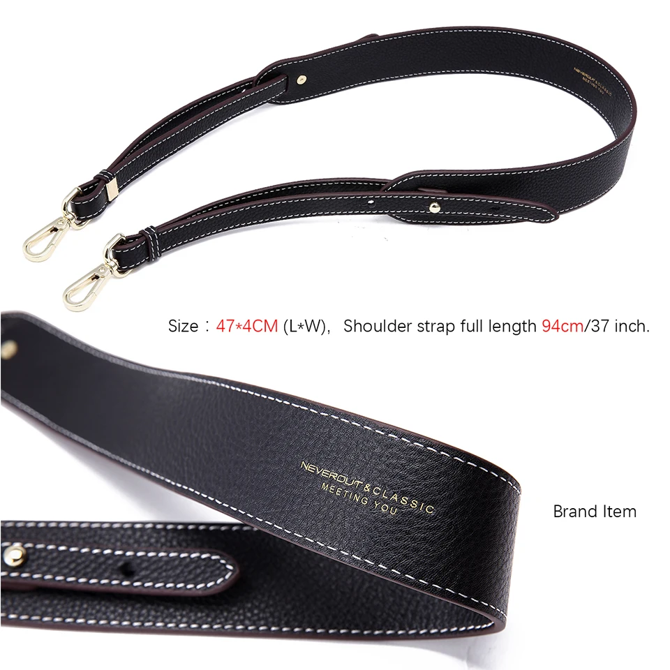 NEVEROUT Genuine Leather Shoulder Strap Women Solid Bag Strap Wide Belt 97cm*4cm