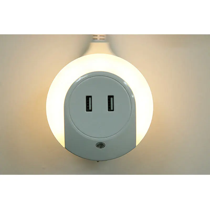 1PCS Smart Design LED Night Light With Light Sensor and Dual USB Wall Plate Charger Perfect For Bathroom Bedroom Etc Hot On Sale (3)