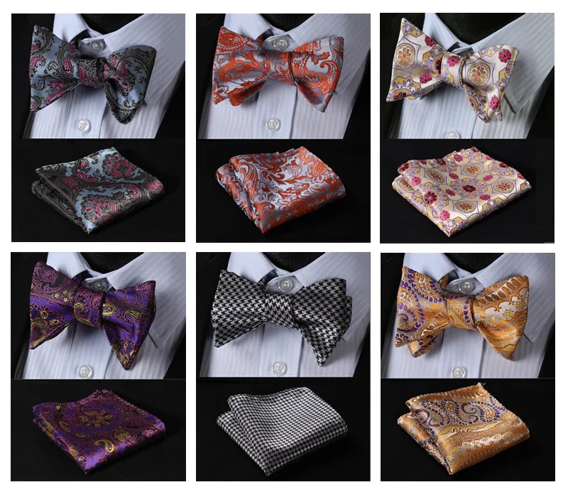 

Floral Paisley Color Classic 100%Silk Jacquard Woven Men Butterfly Bow Tie BowTie Pocket Square Handkerchief Suit Set #FB
