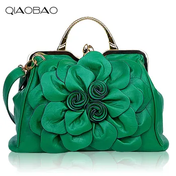 

QIAOBAO Women leather Crossbody bags casual shoulder bags 2020 candy color Fashion woman famous brand fashion Flower bags