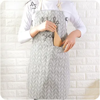 

Hot Fashion Lady Women Men Adjustable Cotton Linen High-grade Kitchen Apron For Cooking Baking Restaurant Cooking Apron