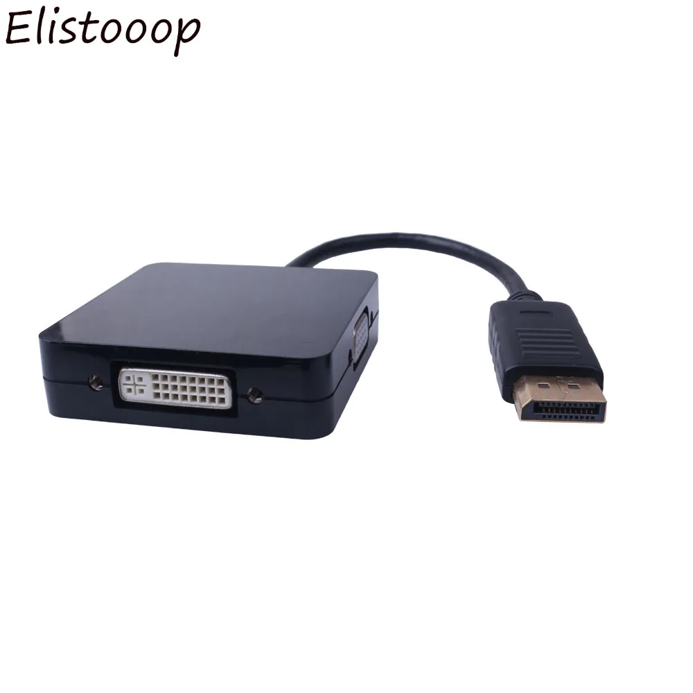 Elistooop дисплей на HDMI DVI VGA 3 в 1 Thunderbolt DP штекер гнездо адаптер конвертер кабель для