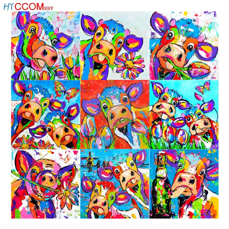

Full Diamond Painting Cross Stitch Mosaic Cartoon Cow girl 5D Diy Square Round Bead Drill 3d Embroidery Rhinestone Gift BK