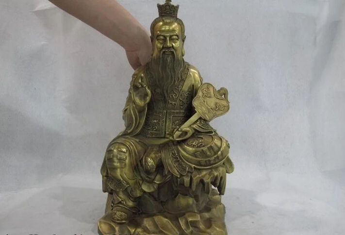 

USPS to USA S0521 China Taoism Leader Brass Copper Seat High Lord Lao jun Taoist God Buddha Statue (B0328)