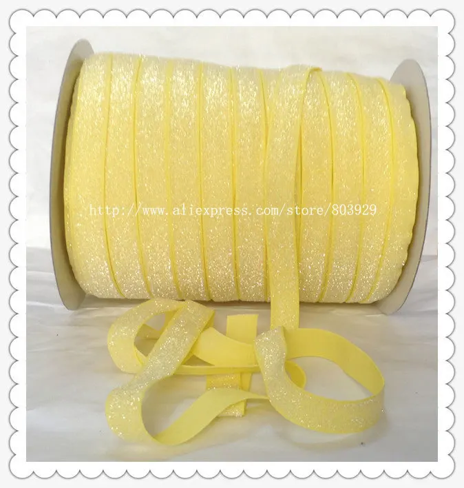 50yards lot Non stretch 1 5 Frosted Daffodil Glitter Ribbon