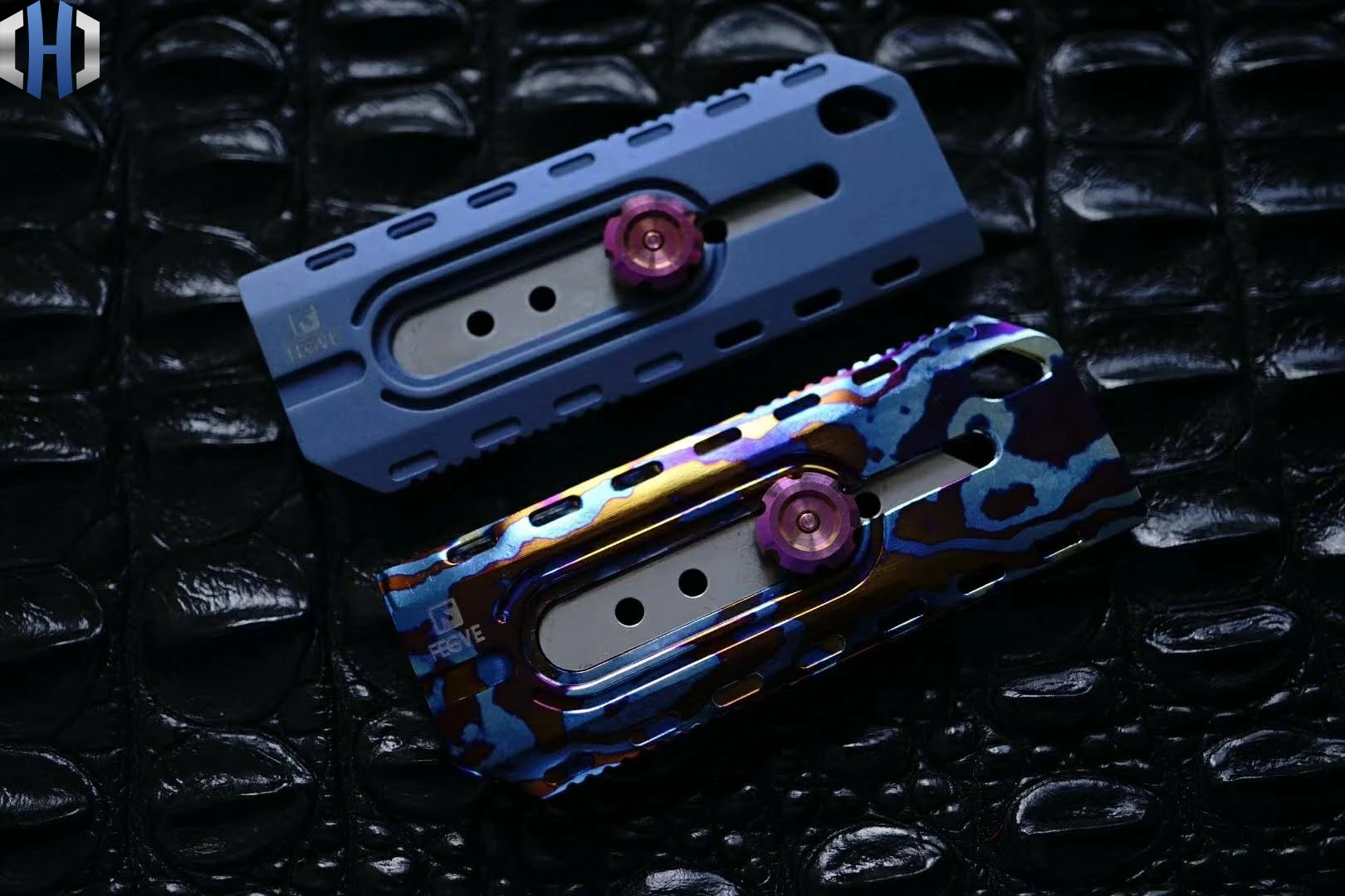 Titanium Alloy Wall Paper Cutter Titanium Material Baked Blue Color EDC Utility Knife Precision CNC Production