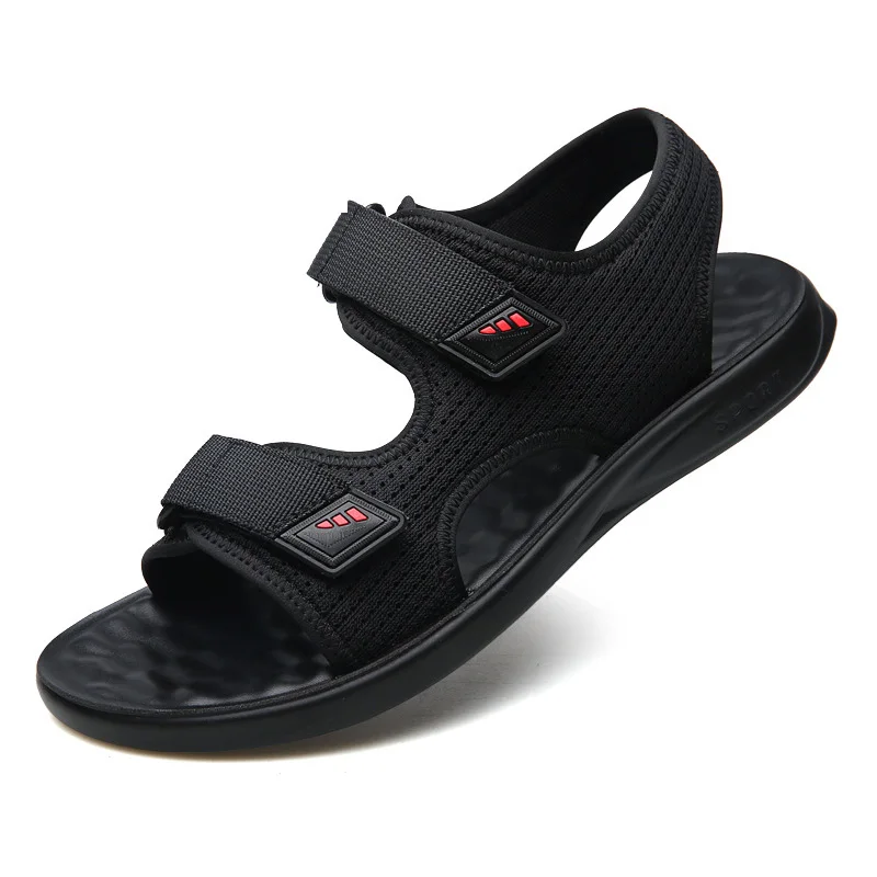 Ins сандалии мужские повседневные туфли мужские летние праздничные черные сандалии Нескользящие пляжные сандалии на плоской подошве KA1301