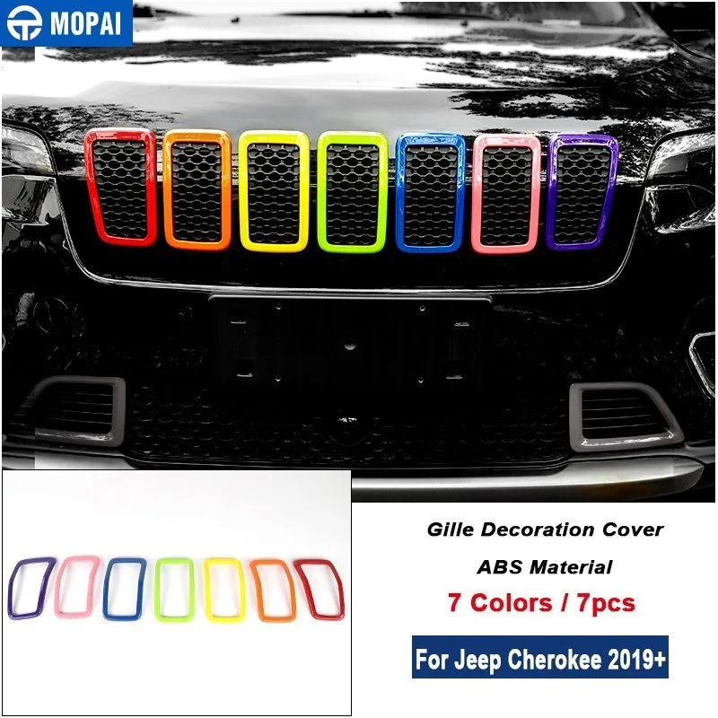 Гоночные грили MOPAI для Jeep Cherokee 2019 + декоративные наклейки на переднюю решетку