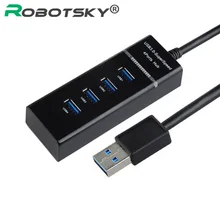 Robotsky 4 Порты и разъёмы USB 3,0 концентратор USB3.0 OTG разветвитель адаптер кабель 5 Гбит/с синий светильник для настольных компьютеров ноутбуков Macbook