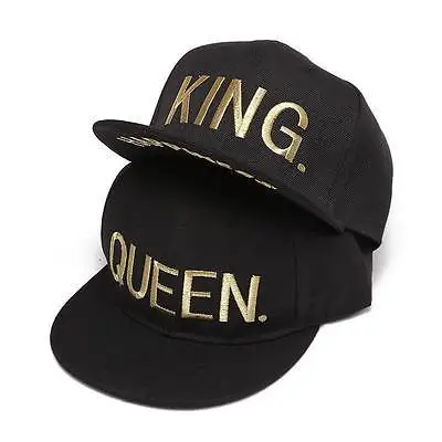 

QUEEN and KING Baseball Caps Hats Hip Hop GOLDEN Letter Caps Lovers Snapback Caps