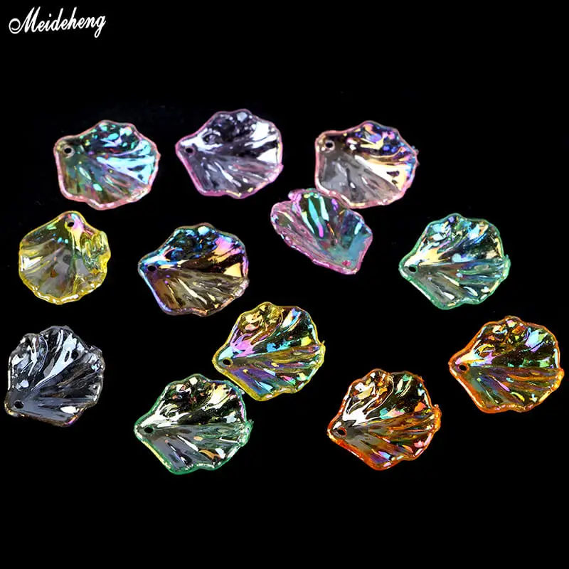 

Japan Korean DIY transparent Leaf Flower Jewelry Bead blade hanging hole acrylic coloured hair hairpin Bead Earrings accessory
