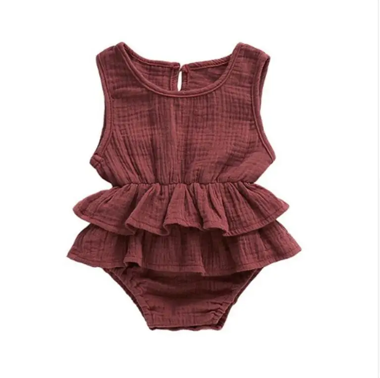 Новорожденный малыш для маленьких девочек одежда без рукавов Комбинезоны Playsuit туту юбка с оборками летний пляжный костюм