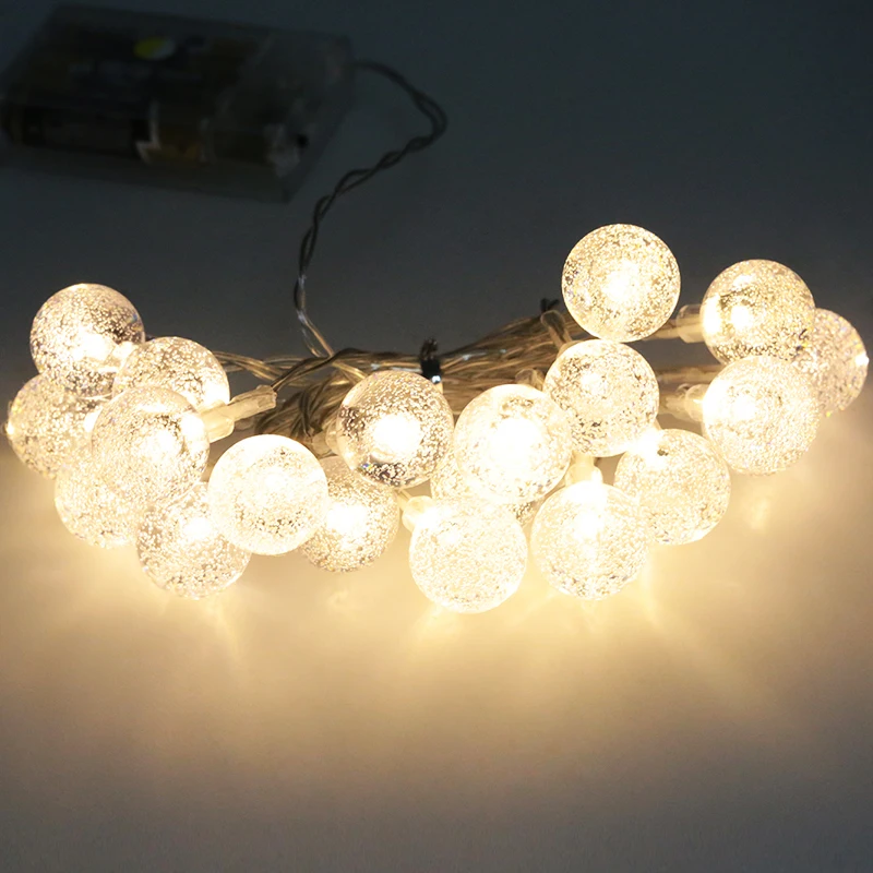 Crystal Bubble Ball Led String Lights 1M/2M 10/20led Waterproof Holiday Christmas Wedding Party Outdoor Fairy Light Lamp