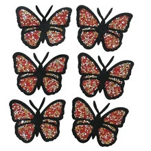 6 шт./компл. цвет на заказ, красные, золотые, нашивки с бабочками, стразы с прямой основой переводной рисунок из страз горячей фиксации “модный патч ручной работы сумки из натуральной кожи, пиджак, рубашка