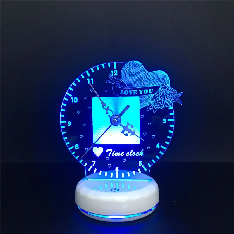 Chiclits Novelty Time Clock 3D LED Table Lamp USB Touch Remote Control Night Light With Multicolor I Love You For Kid Bedroom (10)