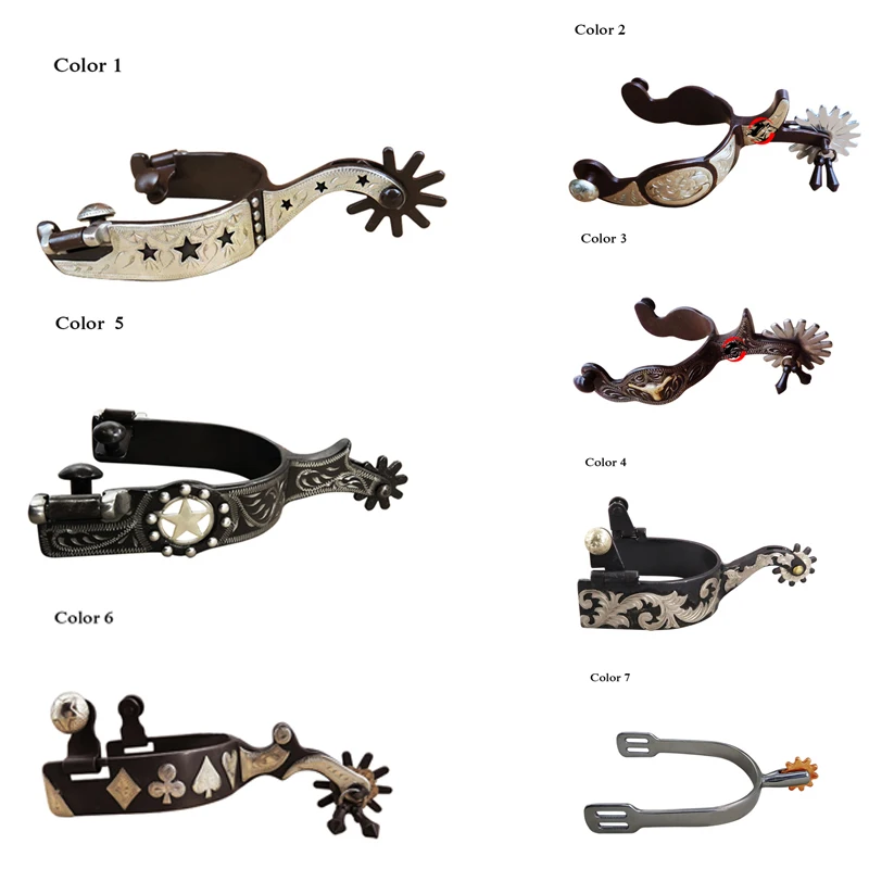 1 Pair Horse Western Spurs Horse riding , horse racing Equipment Equestrian Rider paardensport cheval Hand carved flower Spurs A