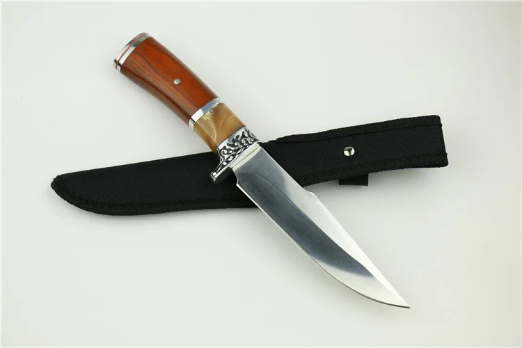 Glistening 3Cr13Mov Blade Hunting Straight Knife Resin