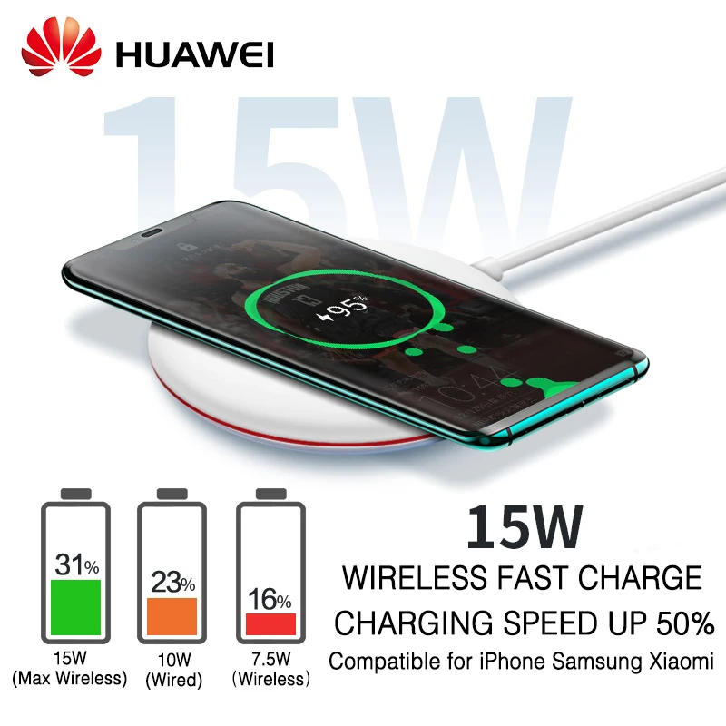HUAWEI QI Wireless Charger Original Type C CP60 WPC Smart 15W Max
HUAWEI Mate 20 Pro RS Compatible for IPhone Samsung Xiaomi