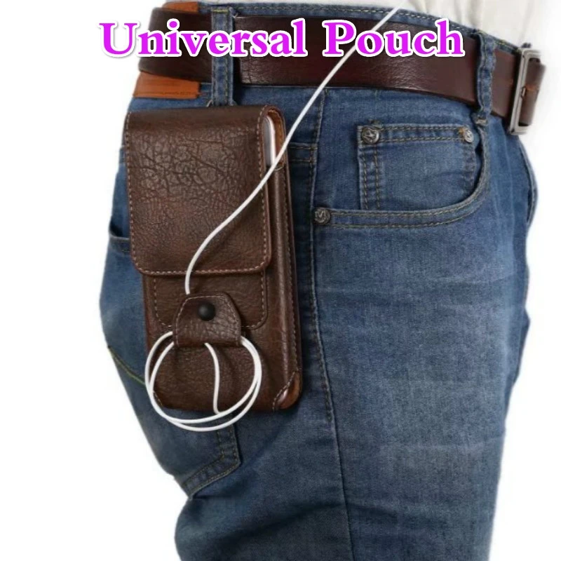 Leather Universal Holster Phone Pouch Bag Wallet Case Belt Clip for