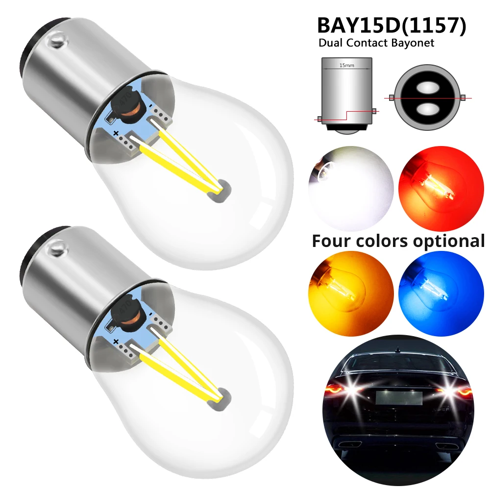

2pcs BAY15D 1157 P21 5W LED Bulbs COB White Yellow Red Blue For Car Auto Reverse Backup Lights Turn Signal Tail Lights DC 12V