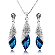 Free Shipping Hotselling Wholesale GP gold Austrian Crystal Sunshine Drop fashion Jewelry Sets Necklace Earring