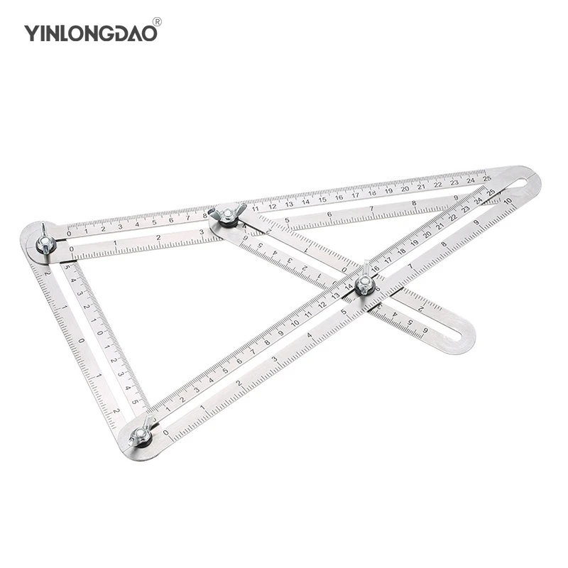 

YINLONGDAO Stainless steel Template Tool Four-sided Measuring Tool Angle Finder Protractor Multi-Angle Ruler Layout