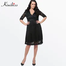 Kinikiss 2017 Fashion Black Plus Size Lace Dress Sexy Women Hollow Out Party Dress Summer Elegant Women Large Wrap Dress Vintage