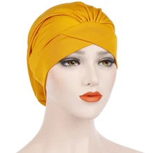 HT2404 Женская химиотерапия шляпа Женская бини шарф женский головной убор в индийском стиле мусульманский головной убор со складками твердая Ночная мягкая шапка шапочки