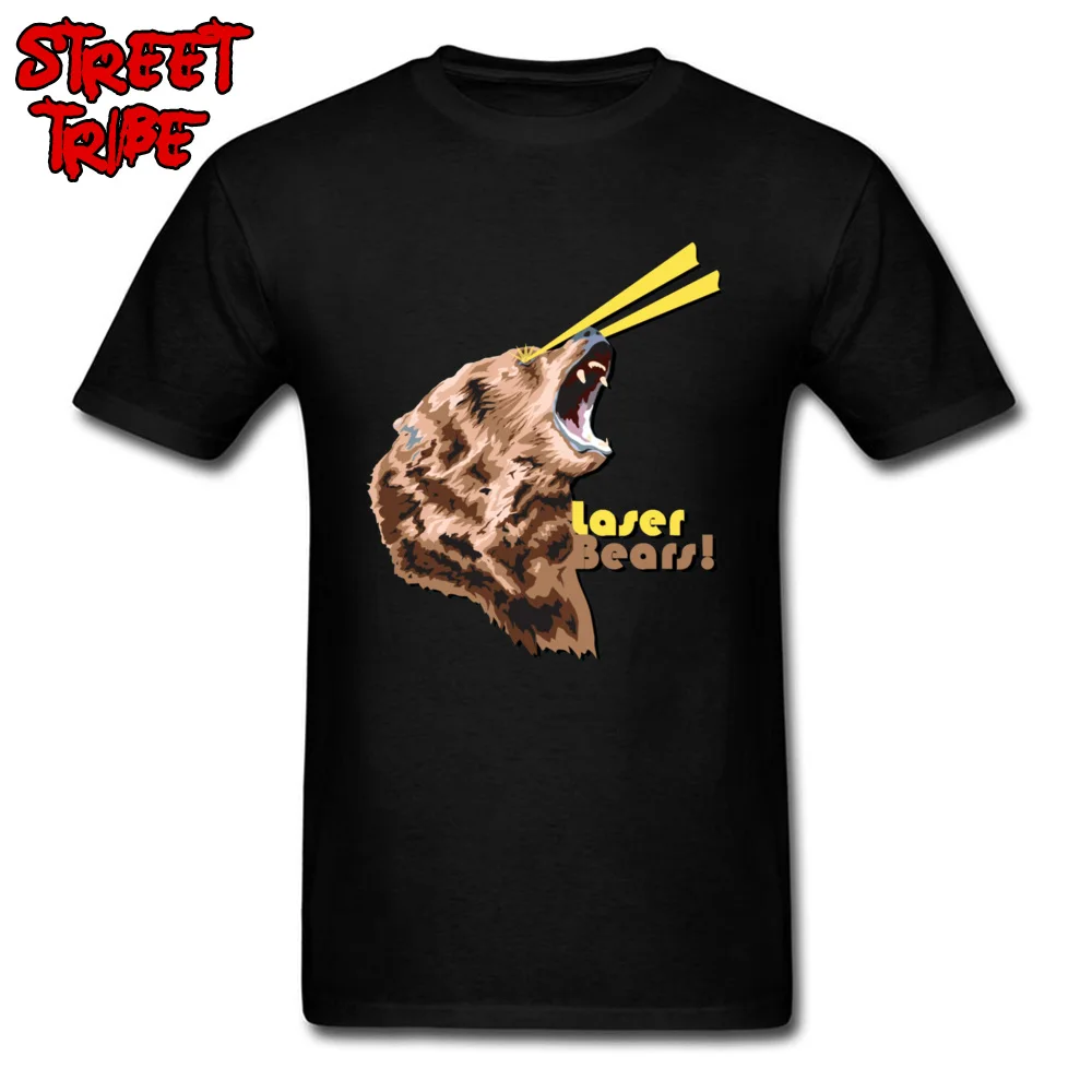 Laser Bears 4399 Geek Short Sleeve Tops Tees Autumn Round Neck All Cotton Men T Shirt Geek Clothing Shirt Oversized Laser Bears 4399 black