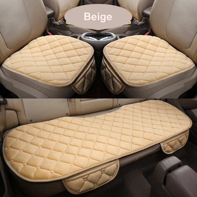 Universal Car Seat Cover Rear Seat Cushion Non-slip Plush Car Seat Protector Mat