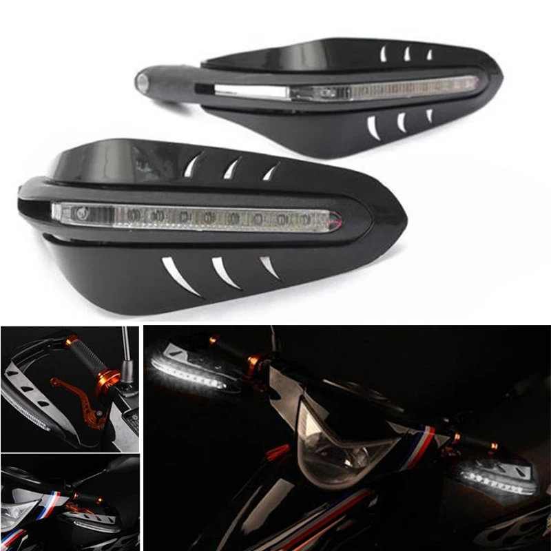 

Black Brand New Motorcycle LED DRL Turn Signal Light Bar Hand Guard Protector Cover Fits All Standard 22mm Handlebars