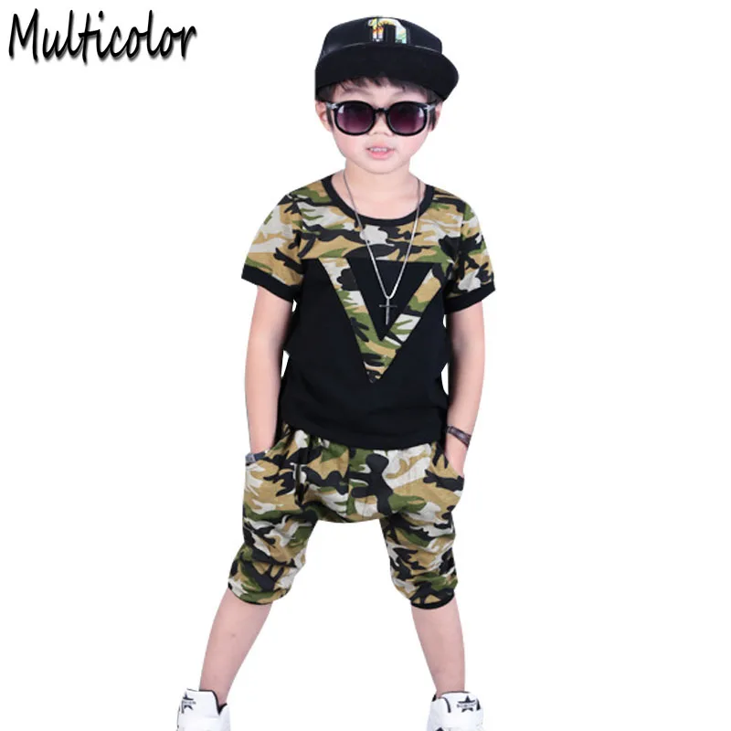 

2016 Brand Children Kids Boys Clothes Sets Cartoon Boys T-Shirt + shorts sport suit Baby Boy Clothes Fit 4-14 years Kids