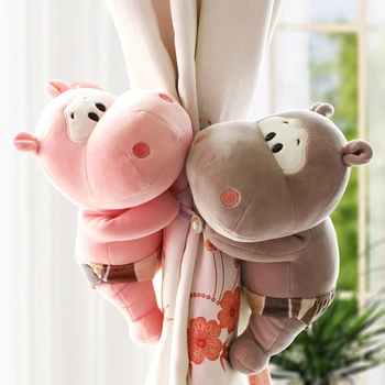 

Candice guo cute plush toy lovely cartoon couple briefs hippo soft stuffed doll curtain buckle decoration birthday gift 1pair
