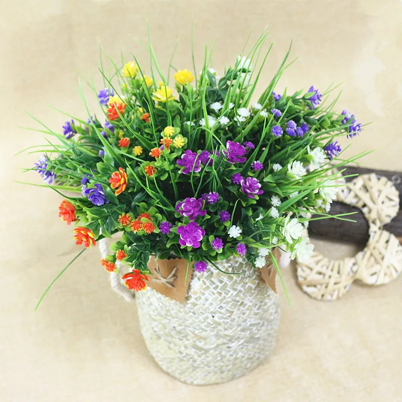 Flone Artificial Gypsophila Flower Plastic Bouquet Fake Flower With Vivid Grass Home Party Decoration Wedding Garden Decor Art (13)