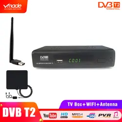 Новые словосочетание DVB t2 ТВ тюнер DVB T2 M2 поддерживает Youtube H.264 цифрового ресивера оборудование и ТВ антенны + USB Wi-Fi