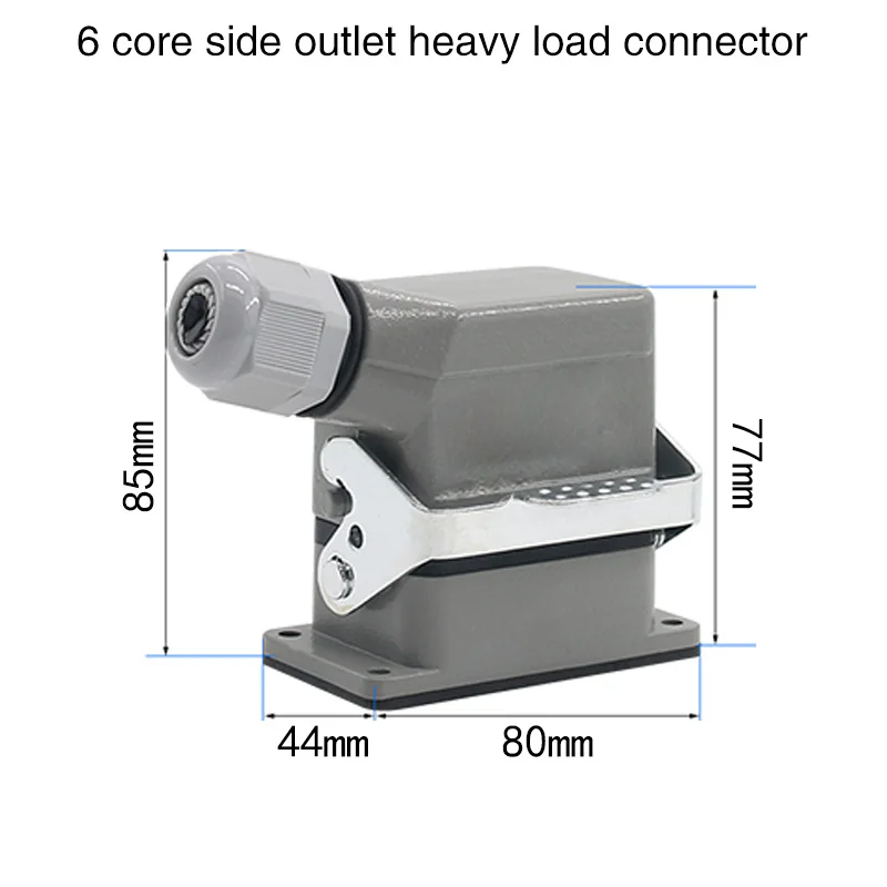 Промышленный прямоугольный разъема для тяжелых условий hdc-he-4/6/10/16/20/24/32/48 ядро 16A водонепроницаемый авиационная вставка сверху и сбоку - Цвет: 6 core lateral line