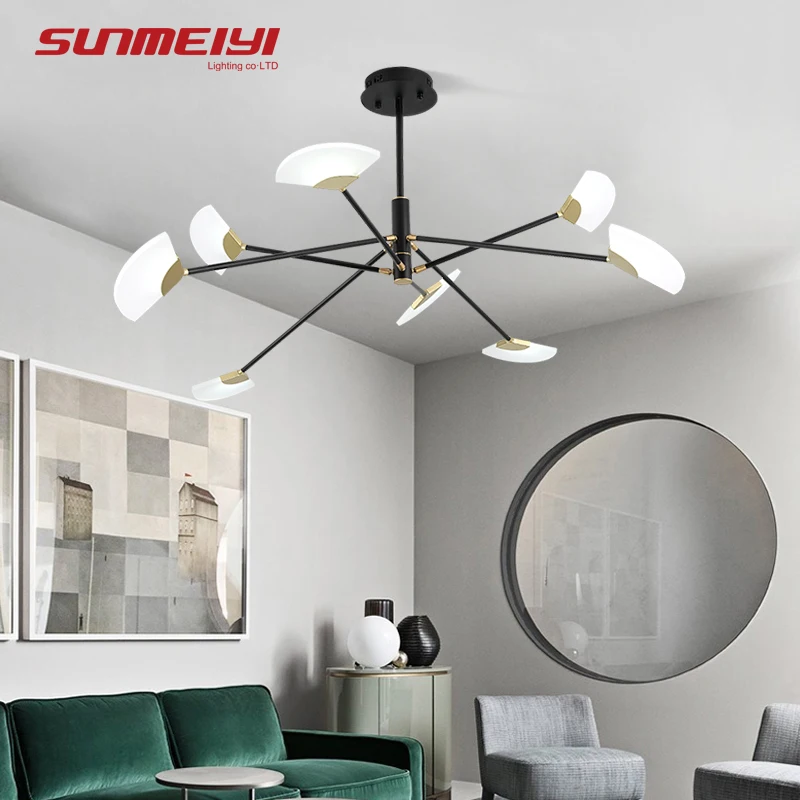 

Post Modern LED Chandeliers Art deco Sector Acrylic Iron Lamp For Living room Restaurant Dining room Chandelier Ceiling Fixture