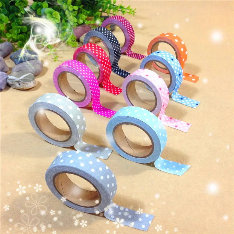 1Pcs DIY Cute Kawaii Dot Fabric Tape Decorative Adhesive Tape