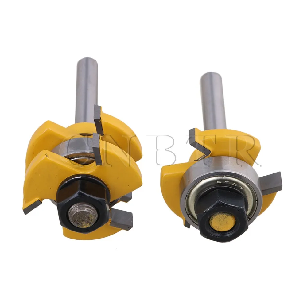 2 x cemented Carbide 3 Wing tonguegroove Routeur Bit 1//4/" /"Shank Dia