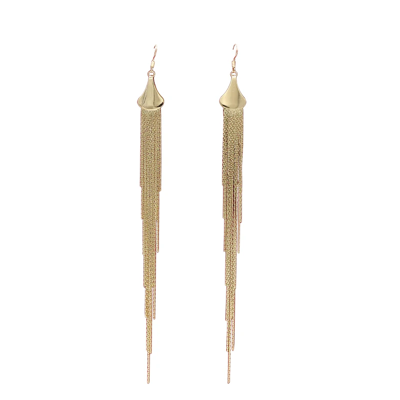 

Trendy 21CM Chain Drop Long Tassel Earrings For Women Gun Black Gold Color Metal Alloy Earings Fashion Jewelry
