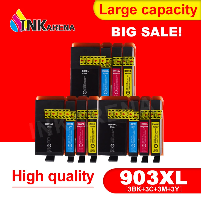 

INKARENA 3 Pack Compatible ink for HP 903 903XL 907XL Ink Cartridge OfficeJet Pro 6950 6960 6961 6970 6971 All-in-One Printer